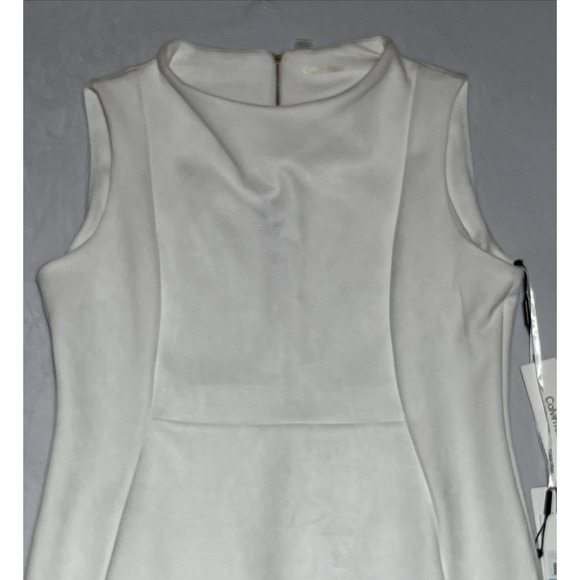 Calvin Klein Sheath Dress Size 16 White Faux Suede Sleeveless Career Office Work - Picture 3 of 12